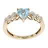 9ct Yellow Gold Created Blue Topaz Heart Dress Ring