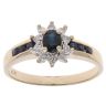 9ct Yellow Gold 0.18ct Diamond and Sapphire Cluster Ring