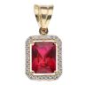 14ct Yellow Gold Cubic Zirconia And Red Gemstone Cluster Pendant