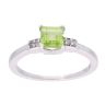 9ct White Gold Peridot and Diamond Square Ring
