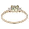 9ct Yellow Gold Three Stone Cubic Zirconia And Yellow Gemstone Ring