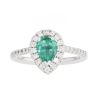 18ct White Gold Diamond And Emerald Pear Shape Cluster Ring