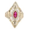 14ct Yellow Gold Cubic Zirconia and Red Gemstone Fancy Ring