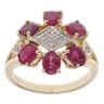 9ct Yellow Gold 0.05ct Diamond and Ruby Cluster Ring