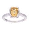 9ct White Gold Citrine and Diamond Rectangular Dress Ring