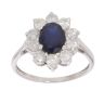 9ct White Gold 1.00ct Diamond And Sapphire Cluster Ring
