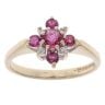 9ct Yellow Gold 0.05ct Diamond and Ruby Cluster Ring