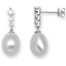 18 Carat White Gold 37pts Diamond & Pearl Earrings