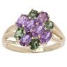 9ct Yellow Gold Amethyst and Emerald Cluster Ring