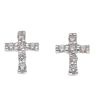 Silver Cubic Zirconia Cross Stud Earrings by Icesia