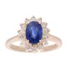 14ct Yellow Gold Sapphire And 0.40ct Diamond Cluster Ring