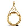 9ct Yellow Gold Full Sovereign Pendant Mount - Rope and Heart