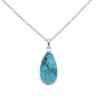 925 Sterling Silver Turquoise Teardrop Pendant And Chain 18"