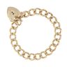 9ct Yellow Gold Heart Lock Charm Bracelet 7"