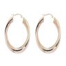 14ct Yellow White and Rose Gold Greek Key Trio Oval Hoop Earrings