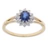 9ct Yellow Gold Blue Gemstone And Cubic Zirconia Cluster Ring