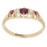 18ct Yellow Gold 0.10ct Diamond and Red Gemstone Five Stone Ring