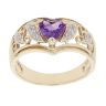 9ct Yellow Gold 0.05ct Diamond and Amethyst Heart Ring