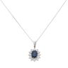 9ct White Gold 0.80ct Diamond and Sapphire Cluster Pendant and Chain 18"