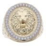 14ct Yellow Gold Cubic Zirconia Lion Signet Ring