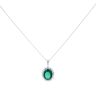 Silver Cubic Zirconia and Green Gem Pendant and Chain by Icesia 18"