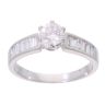 18ct White Gold 1.00ct Brilliant and Baguette Cut Diamond Solitaire Ring