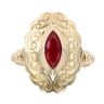 14ct Yellow Gold Red Gem Patterned Ring