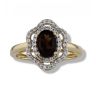 9ct Yellow Gold Smokey Quartz And Cubic Zirconia Ring