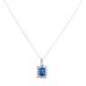 18ct White Gold Cubic Zirconia Created Sapphire Cluster Pendant And Chain 18"