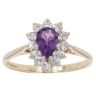9ct Yellow Gold Amethyst And Cubic Zirconia Cluster Ring