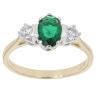 9ct Yellow Gold Cubic Zirconia and Green Gemstone Three Stone Ring