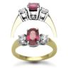 18 Carat Yellow Gold 3 Stone Diamond-48pt Ruby-1.70ct Ring