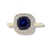 9ct Yellow Gold Created Sapphire And Cubic Zirconia Cluster Ring