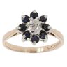 9ct Yellow Gold 0.01ct Diamond and Sapphire Cluster Ring