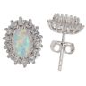 Silver Synthetic Opal And Cubic Zirconia Cluster Stud Earrings By Icesia