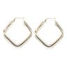 14ct Yellow and White Gold Greek Key Trio Square Hoop Earrings