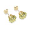 9ct yellow gold 7mm light peridot CZ stud Earrings