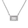 Silver Cubic Zirconia Rectangular Pendant and Chain 18"