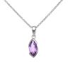 925 Sterling Silver Amethyst Solitaire Pendant And Chain 18"