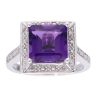 9ct White Gold Amethyst and Diamond Square Ring