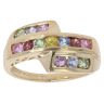 9ct Yellow Gold Multi-Gemstone Three Row Ring