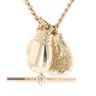 9ct Yellow Gold Boxing Glove Pendant and T-Bar Chain 22"