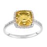 9ct White Gold Cushion Citrine and Diamond Halo Ring