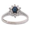 9ct White Gold 0.15ct Diamond And Sapphire Cluster Ring
