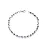Sterling Silver Rhodium Plated Diamond Cut Oval 7.5" Ladies Bracelet
