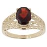 9ct Yellow Gold Garnet Solitaire Patterned Ring