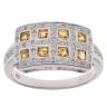 18ct White Gold 0.15ct Diamond And Citrine Cluster Ring