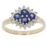 9ct Yellow Gold Cubic Zirconia and Sapphire Cluster Ring