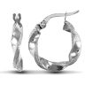 9ct White Gold Polished/Frost Hoop Earrings