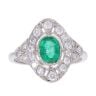 Platinum Emerald and 0.50ct Diamond Ring